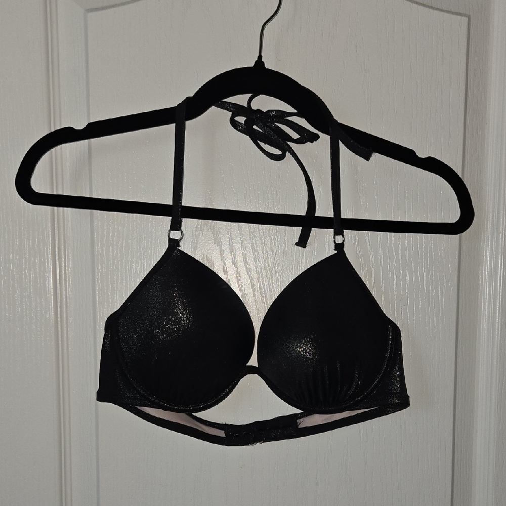 Black Halter Bikini Top with Light Padding - Classic Swim Style